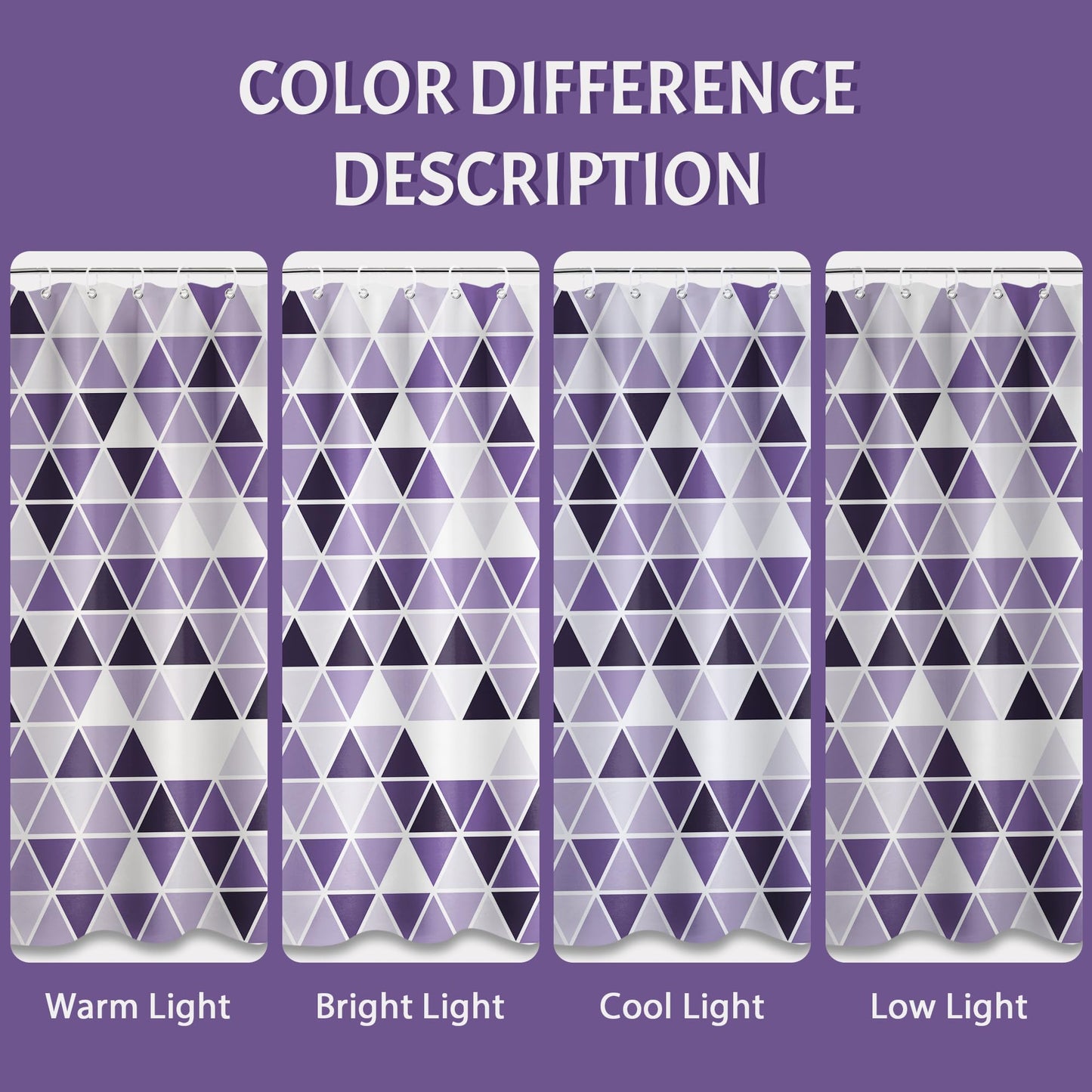 LanZanthic Purple and White Lavender Shower Curtains for Bathroom Mosaic Geometric Modern Abstract Wet Room Shower Curtain with hooks