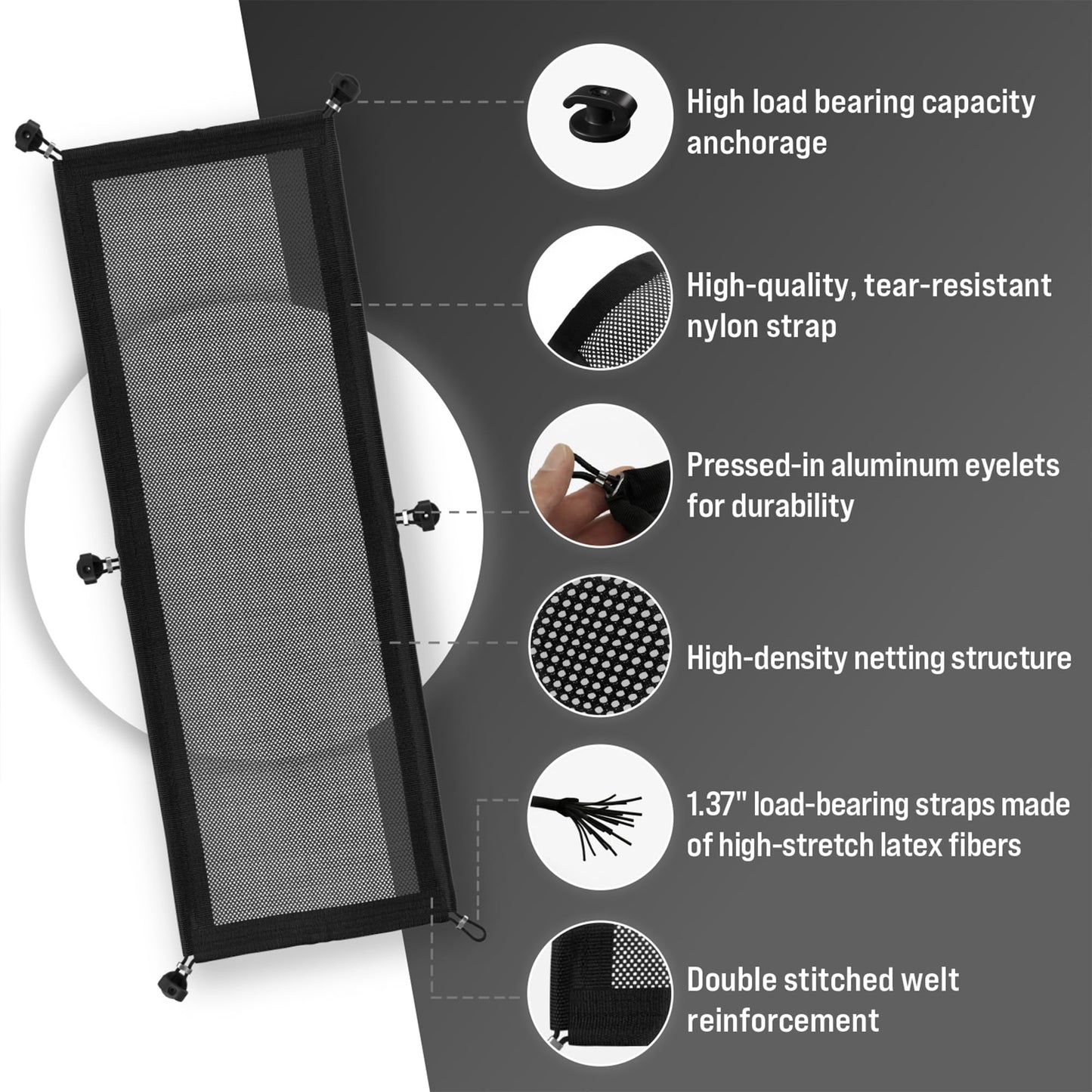 Under desk cable management net – Flexible cable tidy, 10 kg load, Black