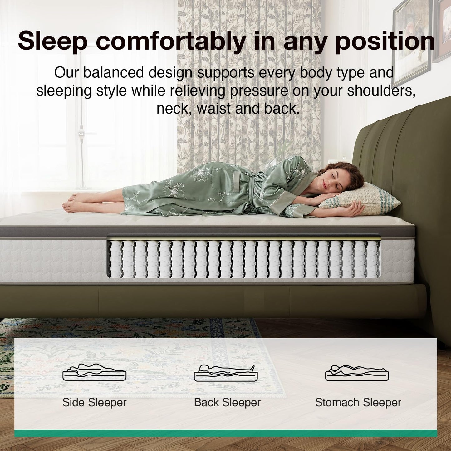 Novilla 4FT6 Double Mattresses - 25cm Medium Firm Hybrid Mattress | UK Pocket Sprung & Foam for Target Support & Luxury Comfort, Soft-Touch Cover