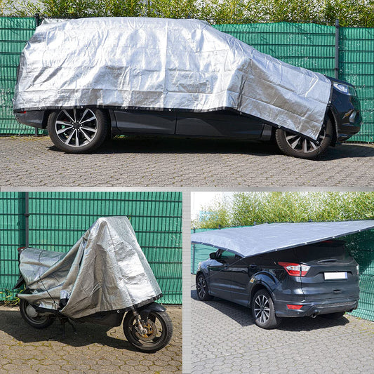 AMANKA 2x2 m Aluminet Shade Cloth - 99% Sun Block Shading Net - Aluminium Sun Shade Heat Reflective Tent Cover Pergola Canopy Cover - Aluminet Car