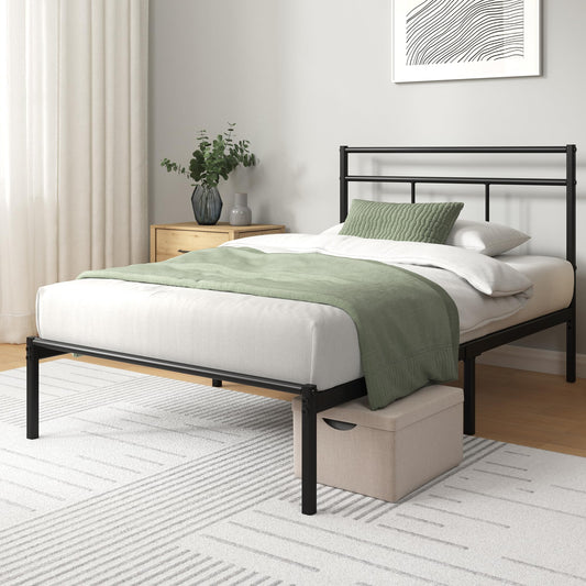 Zinus Elias Single Bed Frame Bed 90x190 cm 30cm Height Metal Bed Frame with Headboard Platform bed frame with steel slat support Modern