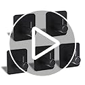 JS Self Adhesive Hooks - Stick on Hooks Holder for Tea Towel, Robe, Coat, Kitchen, Bathrooms - Stainless Steel, Waterproof, Rustproof - Black 6pack