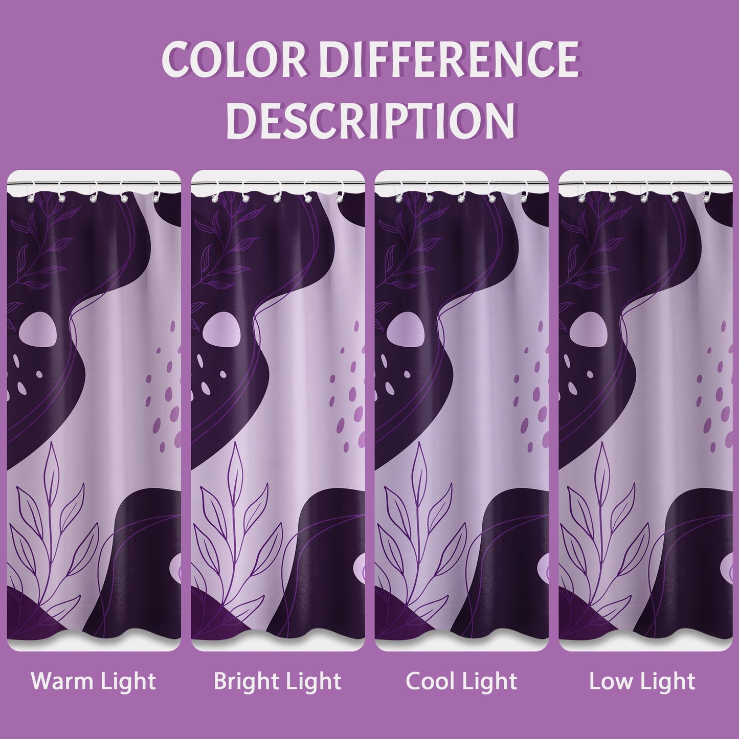 LanZanthic Purple Shower Curtains for Bathroom Dark Light Purple Lavender Modern Wet Room Shower Curtain with hooks, Mould Proof Resistant