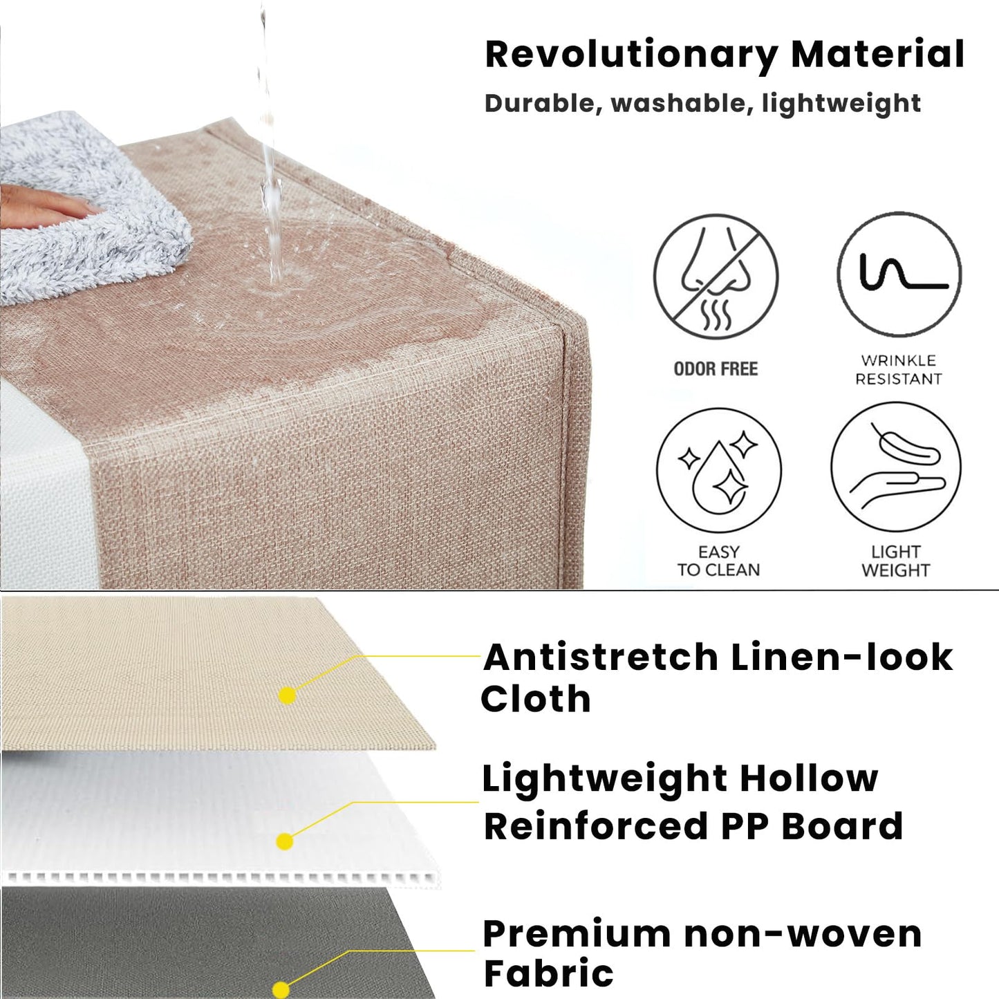 Mangata Cube Storage Box 25x25x25cm, Light Khaki Cream White, 1Pc
