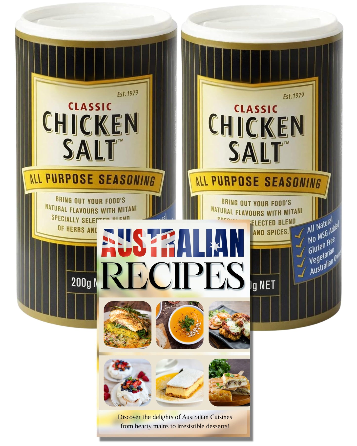Chicken Salt Bundle (200g x 2) with Australian Food Recipe Card | Chicken Salt Australian for Everyday Roasted Vegetables of Fried Chicken Seasoning |