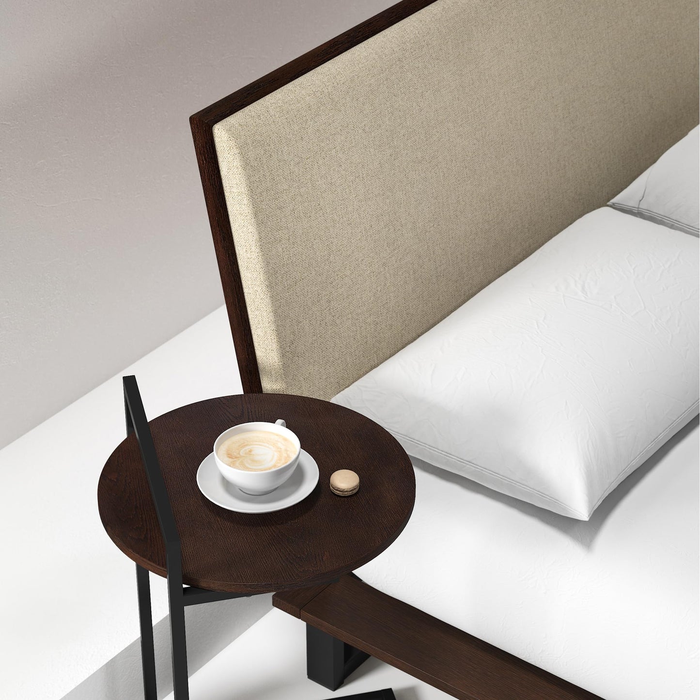 Zinus Ongii Nightstand 40x61x36 cm - Metal and Wood Side table - Red Oak Top - Brown and Black