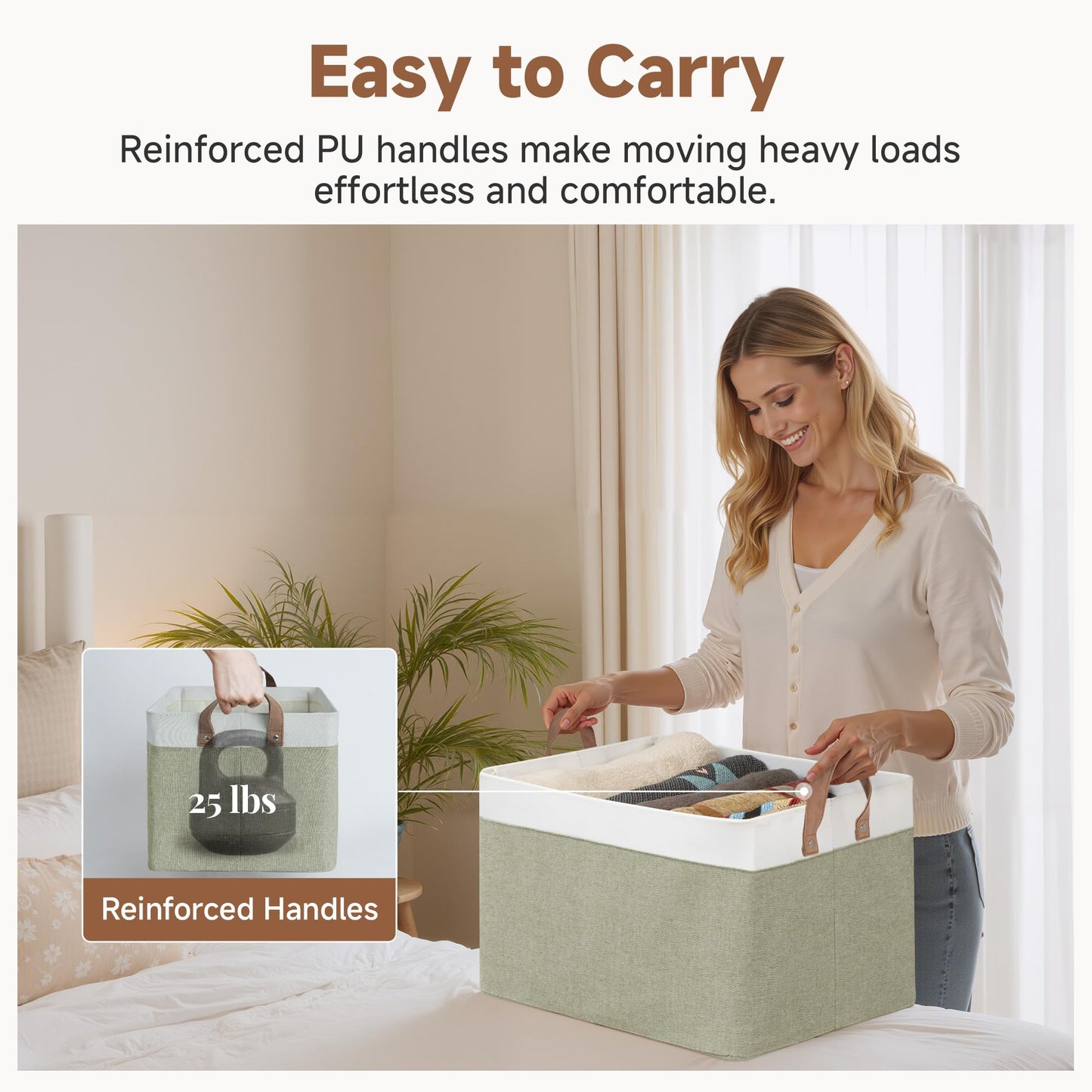 StorageWorks Storage Baskets for Shelves, Foldable Fabric Closet Storage Boxes with Handles, Wardrobe Organiser Boxes