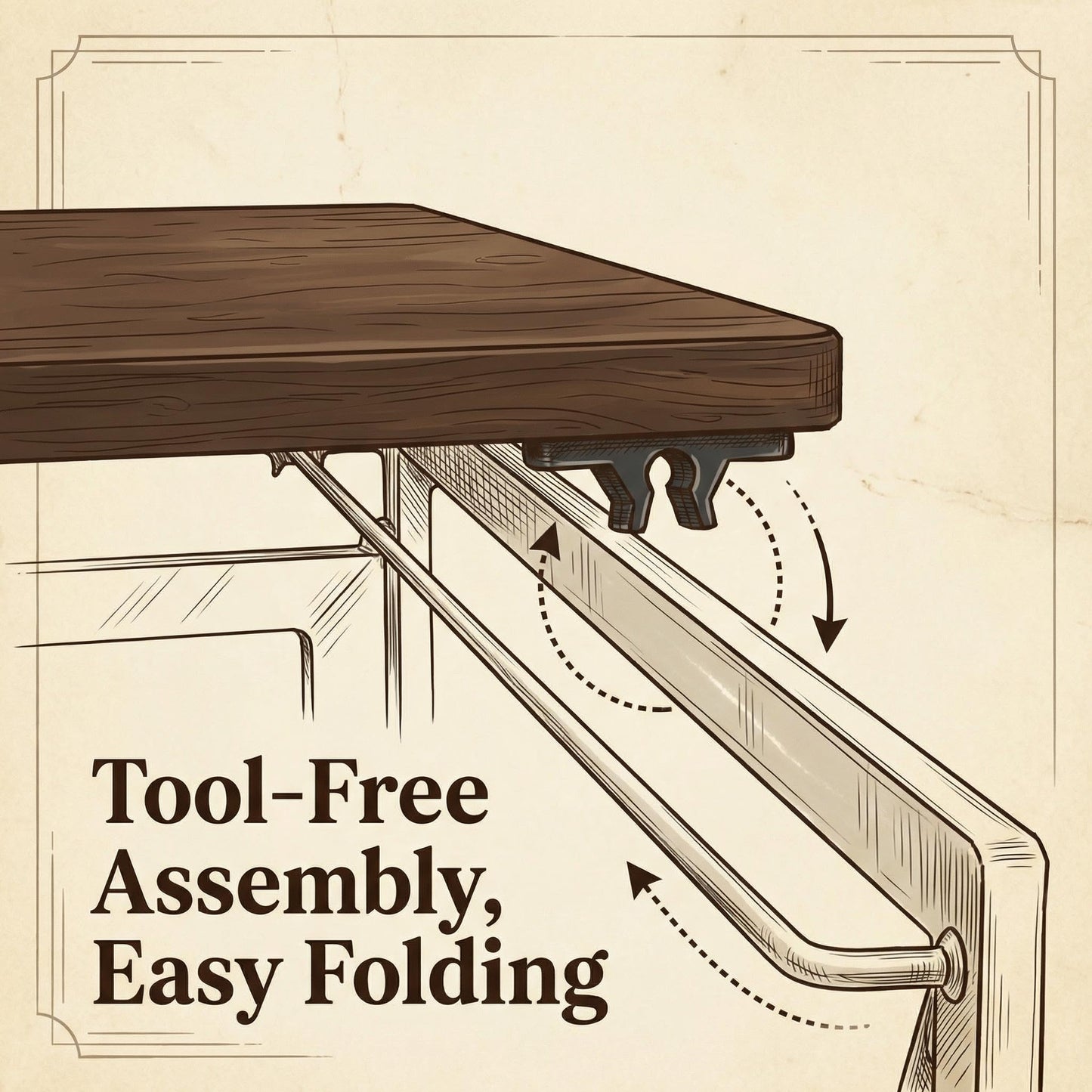 FurnitureR Folding Computer Desk,Industrial Style MDF Table Top Black Metal Frame,Space Saving For Small Apartment