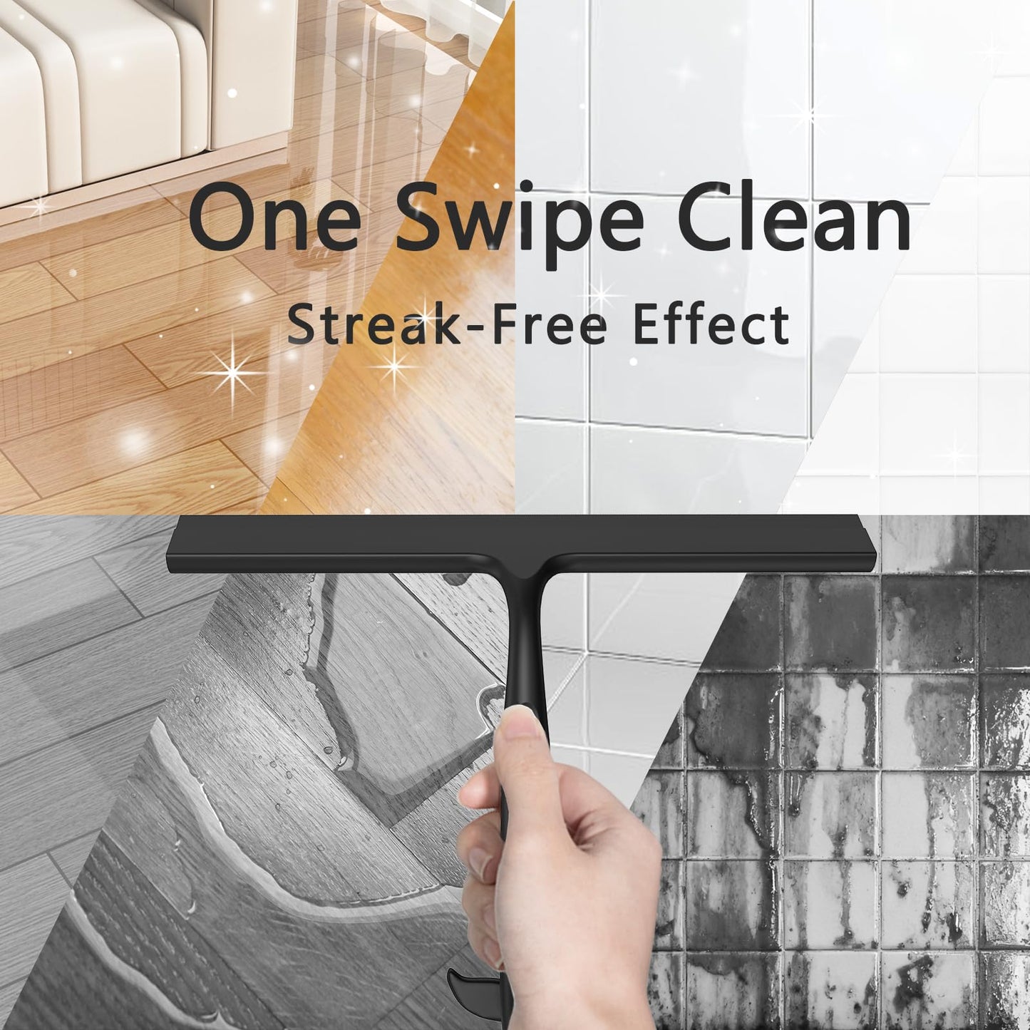 Shower Squeegee,All-One-Soft-Touch Silicone Squeegee with Built-in Hook