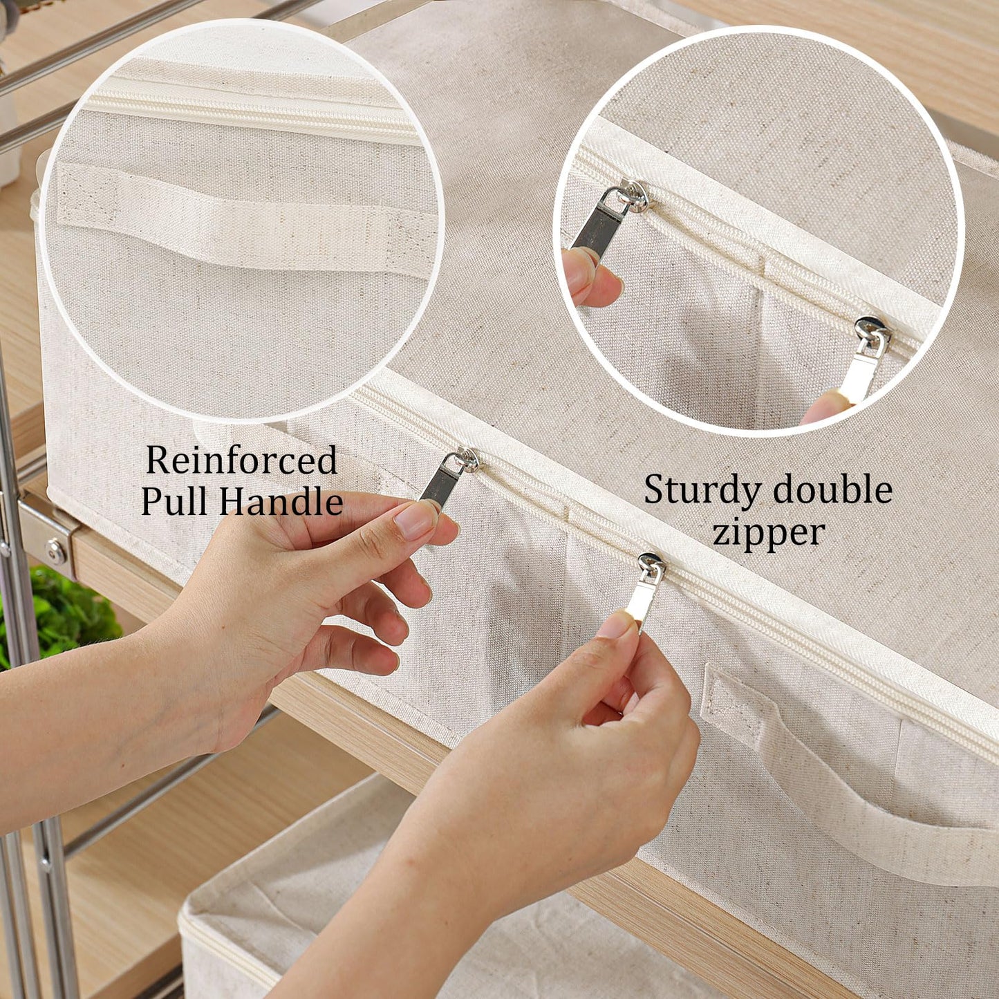 ENUMAIL Underbed Storage Basket with PP Panel,80x40x15cm,Beige,2 Pack