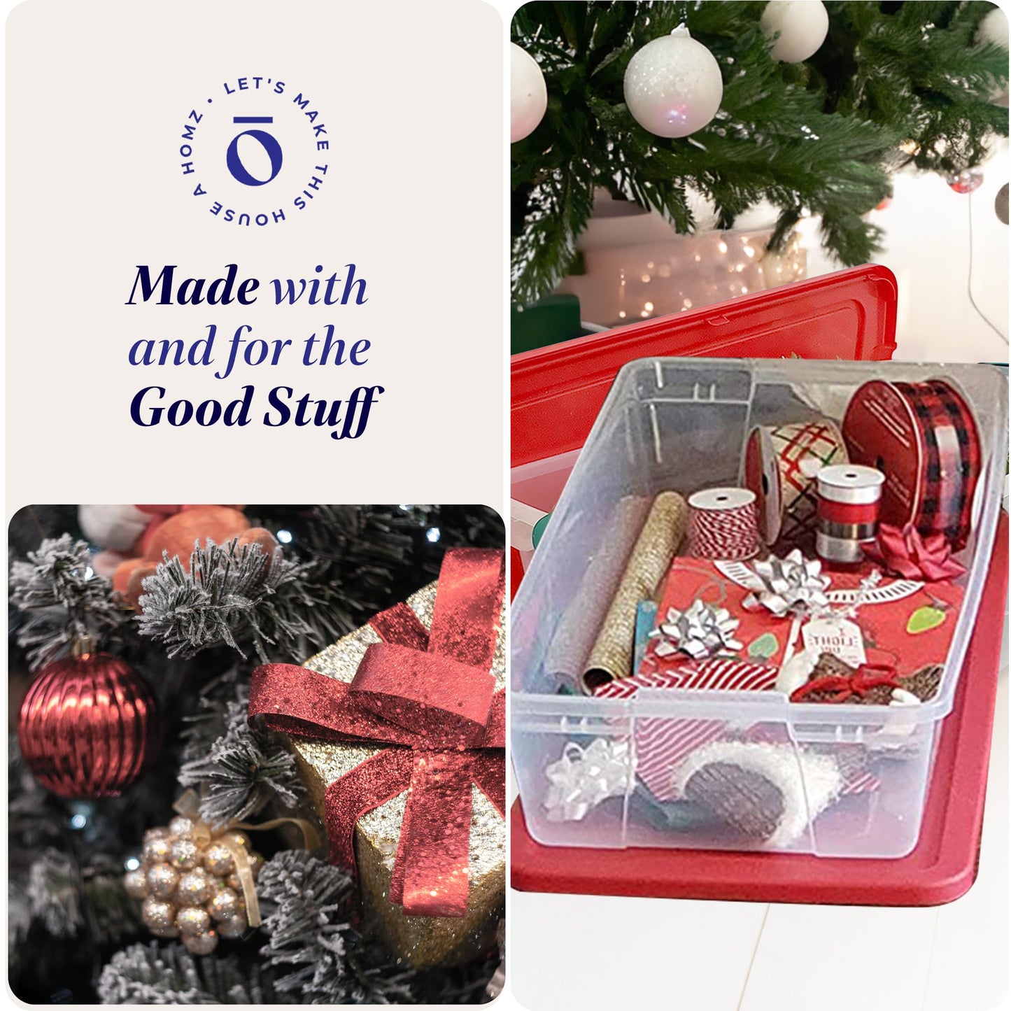 Homz Holiday Plastic Storage Bins, Resin, Getaway Solids, 41 Quart-34.38" x 15.5" x 6"