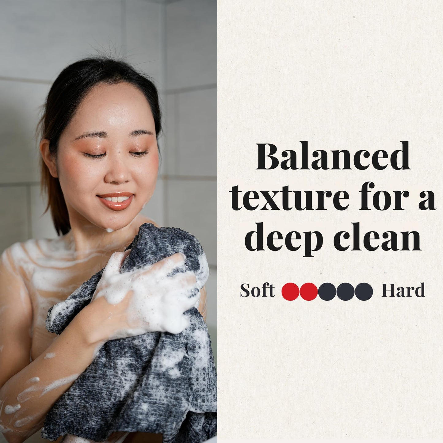 Japanese Exfoliating Shower Towel, Made in Japan, Nylon Washcloth, 1 Pack