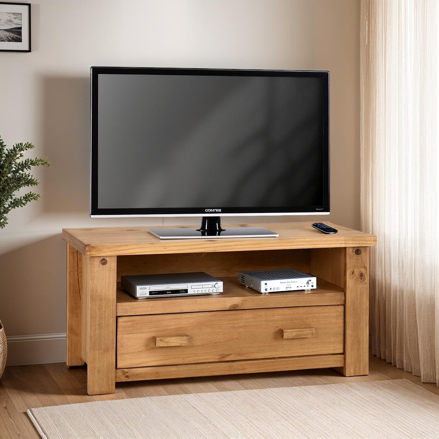 Seconique Tortilla Flat Screen Tv Unit in Distressed Waxed Pine