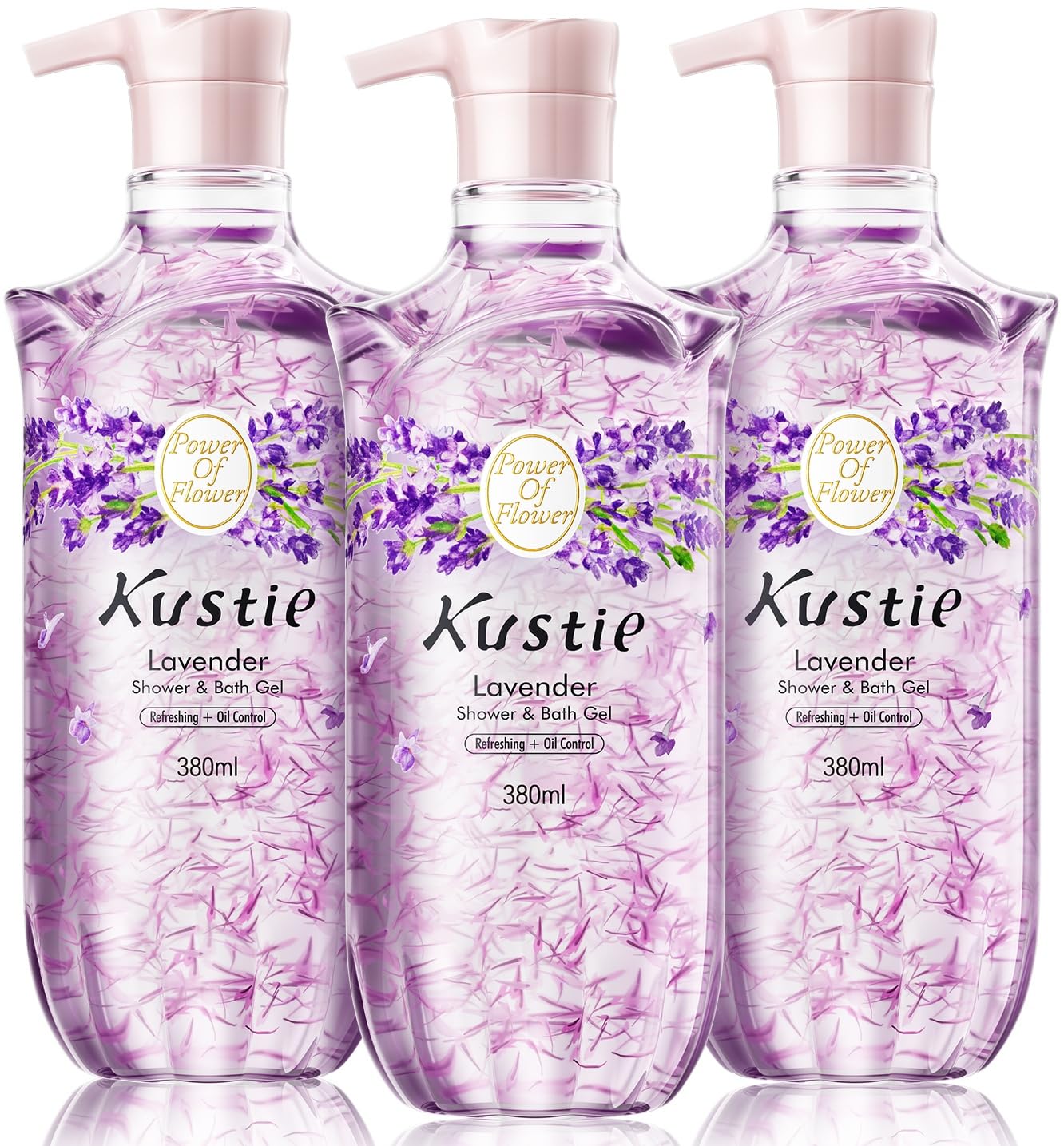 Kustie Lavender Petal Body Wash ? Real Visible Provence Petals with Tea Tree Oil | Oil-Control & Pore-Clearing Cleanser for Balanced Skin | Free From