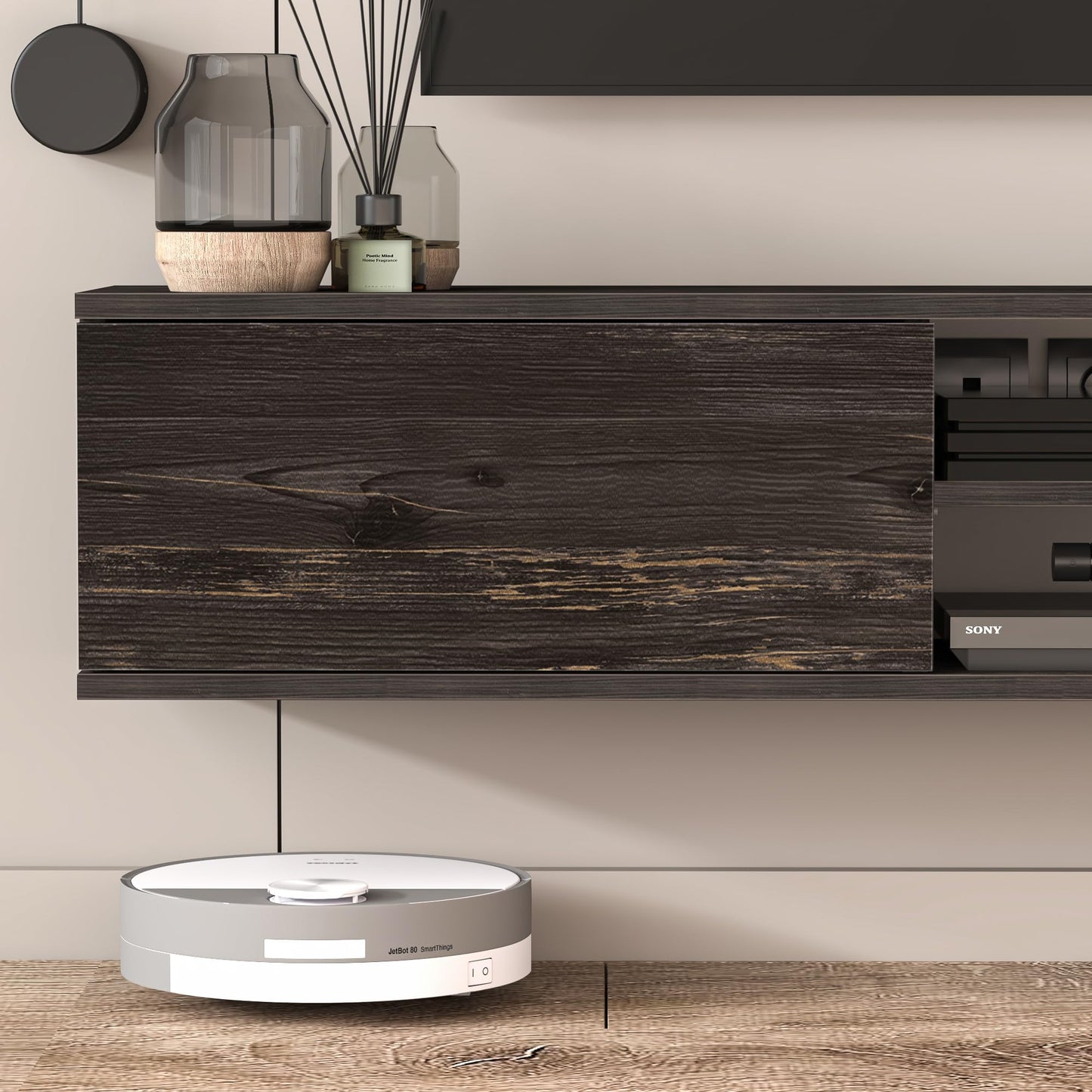 Uniqtrio Floating TV Unit, Floating TV stand Cabinet, TV Units for Living Room 75 inch TVs, TV Stand Unit, TV Table, Media Wall Unit