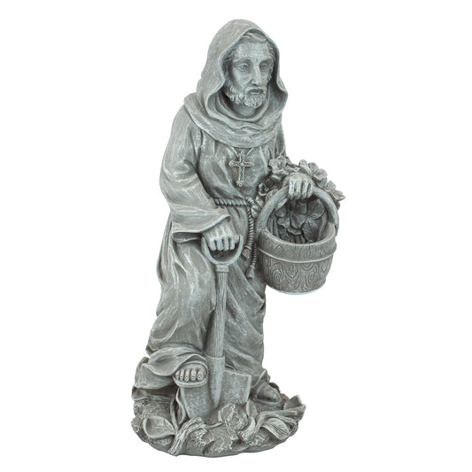 Design Toscano St. Fiacre, the Gardener's Patron Saint, Gothic Stone