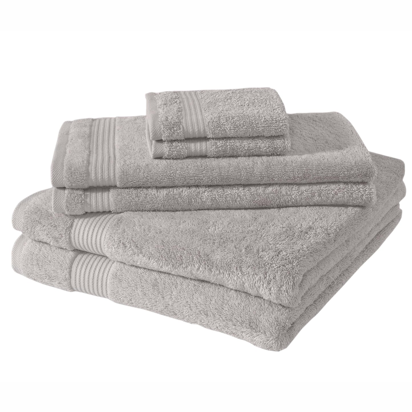 BERIBO Turkish Towel Set 100% Cotton (Serenity) 6 Pieces, 620gsm (Stone)