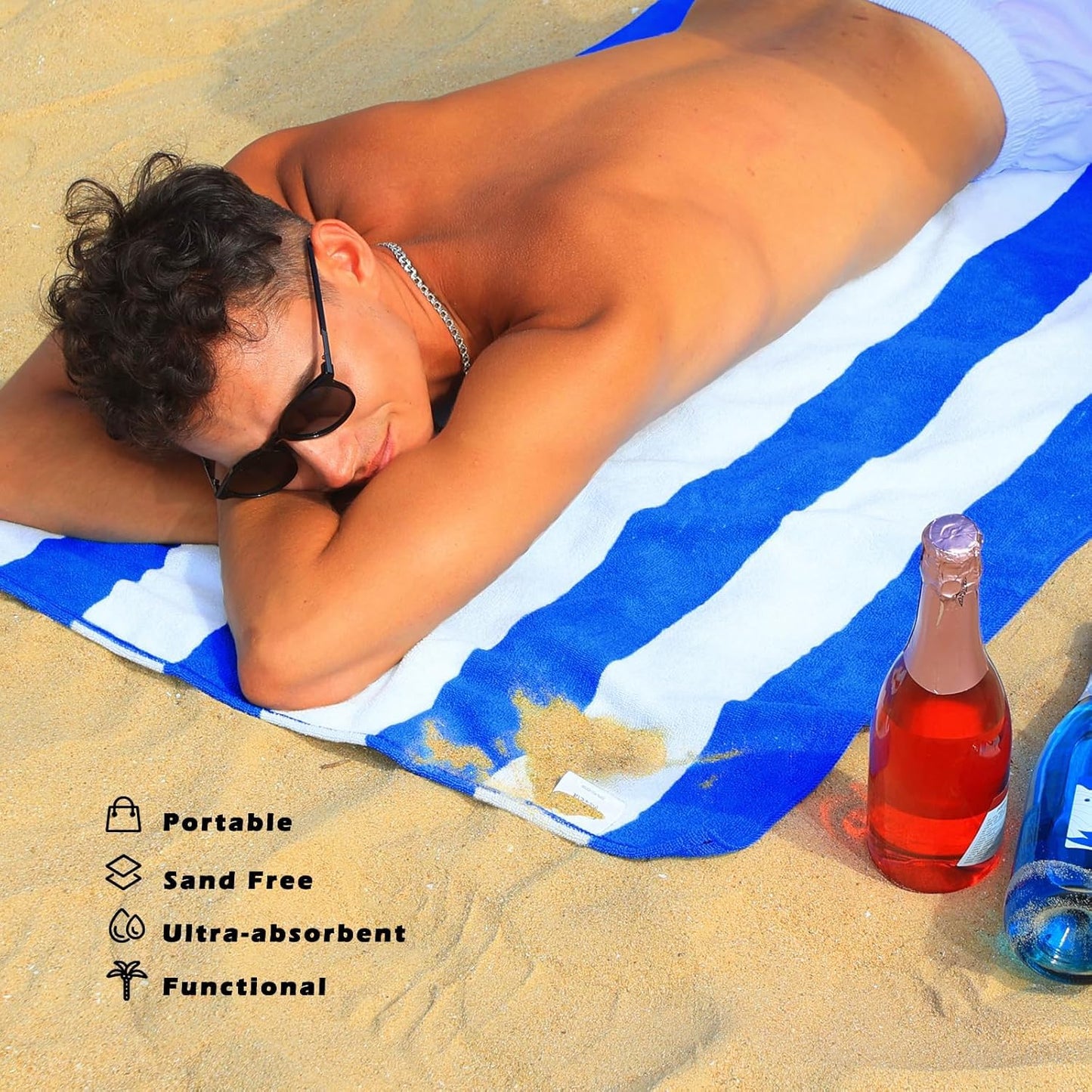 Exclusivo Mezcla 4-Pack Large Microfiber Beach Towels Set, 152x76 cm