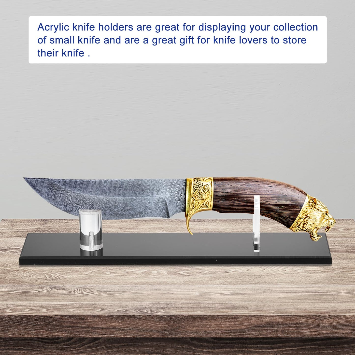 sourcing map 2 Pack Acrylic Knife Display Stand, Knife Collection Display Stand Holder for Display Knife on Desktop Black