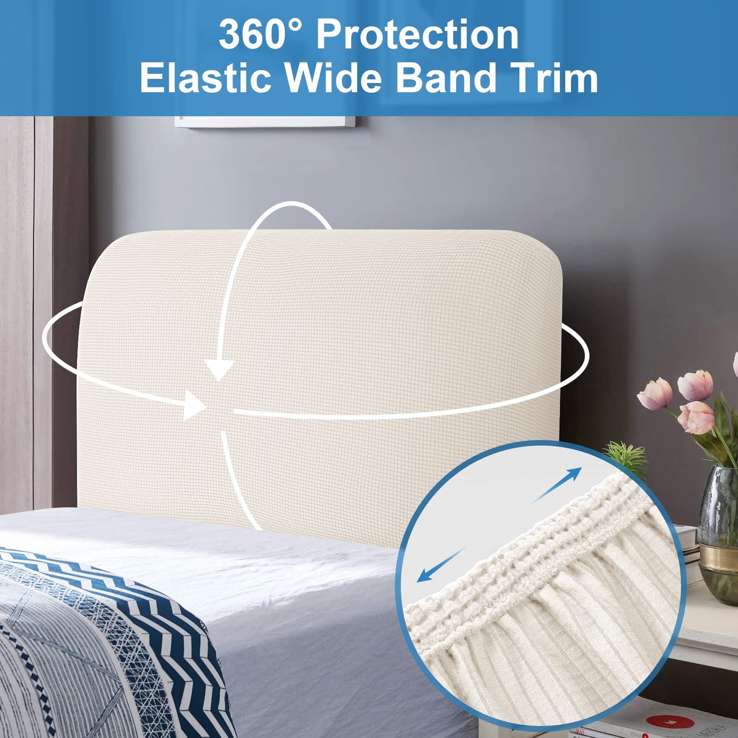 TAOCOCO Bed Headboard Covers Double Headboard Covers, Spandex Jacquard Elastic Headboard Protection