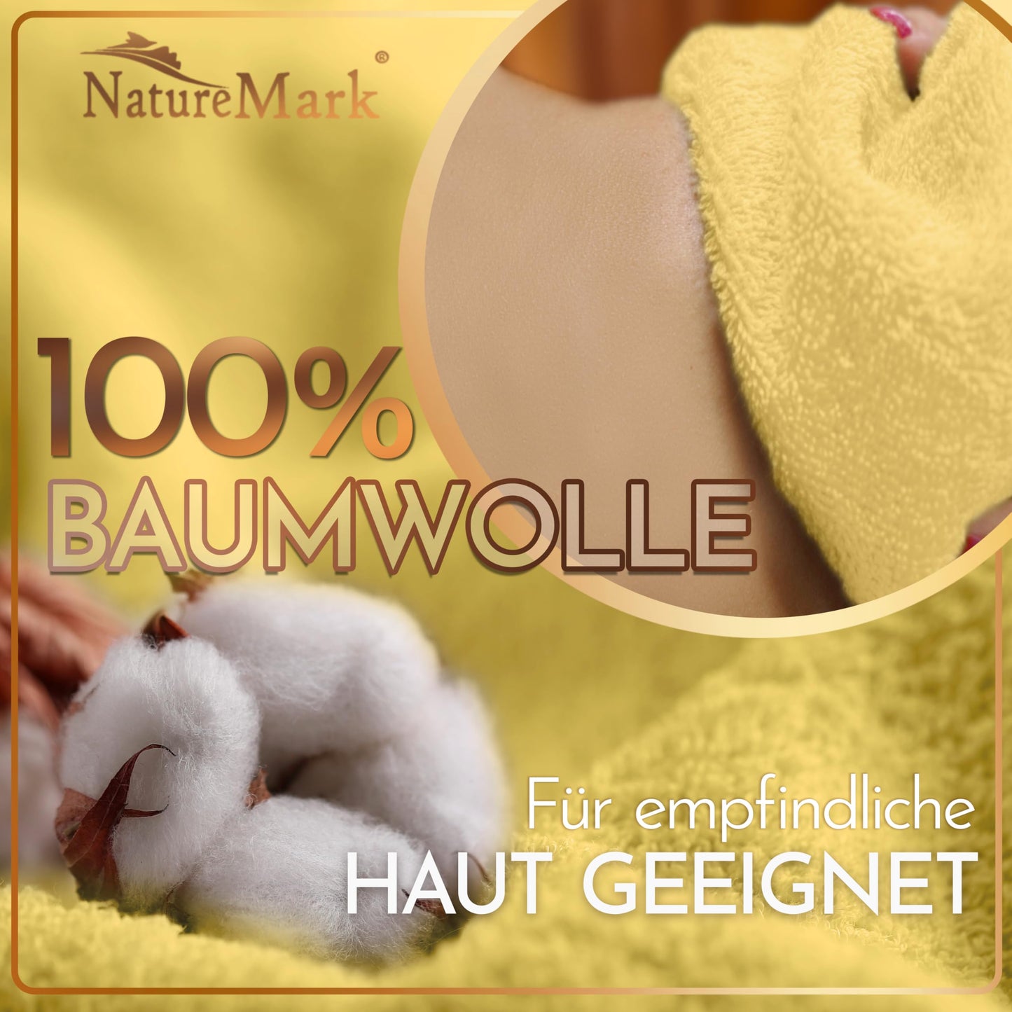 NatureMark Pack of 2 Sauna Towels/Bath Towels - Premium Quality 80 x 200 cm - Sauna Towel 100% Cotton - Colour: Yellow