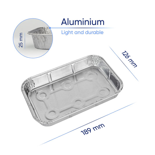 Coppice Small Aluminium Foil Tray for Baking, BBQ, Roasting, Grilling & Food Storage | 19cm x 13cm x 2.5cm | Freezer, Microwave & Oven Safe (100