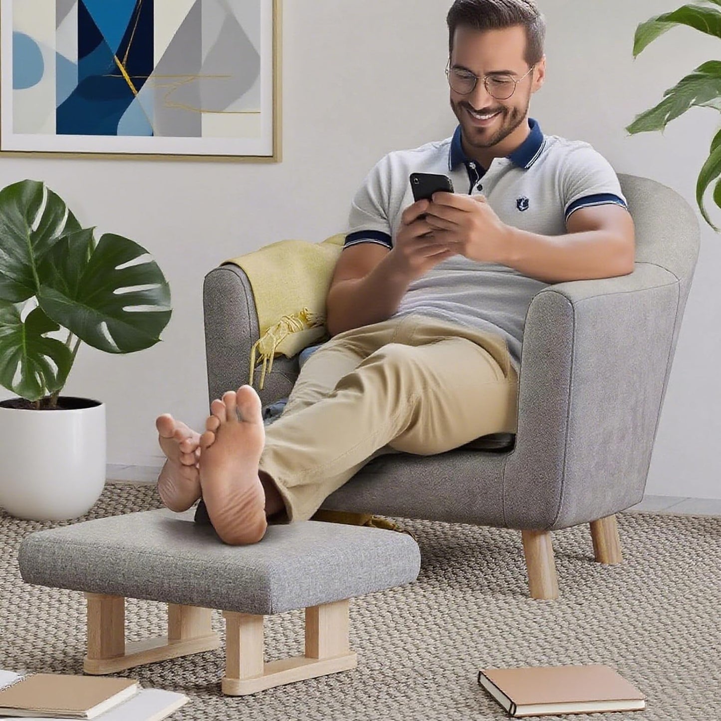 Stowetry Foot Stool, Pouffe Footstool with Removable Cover