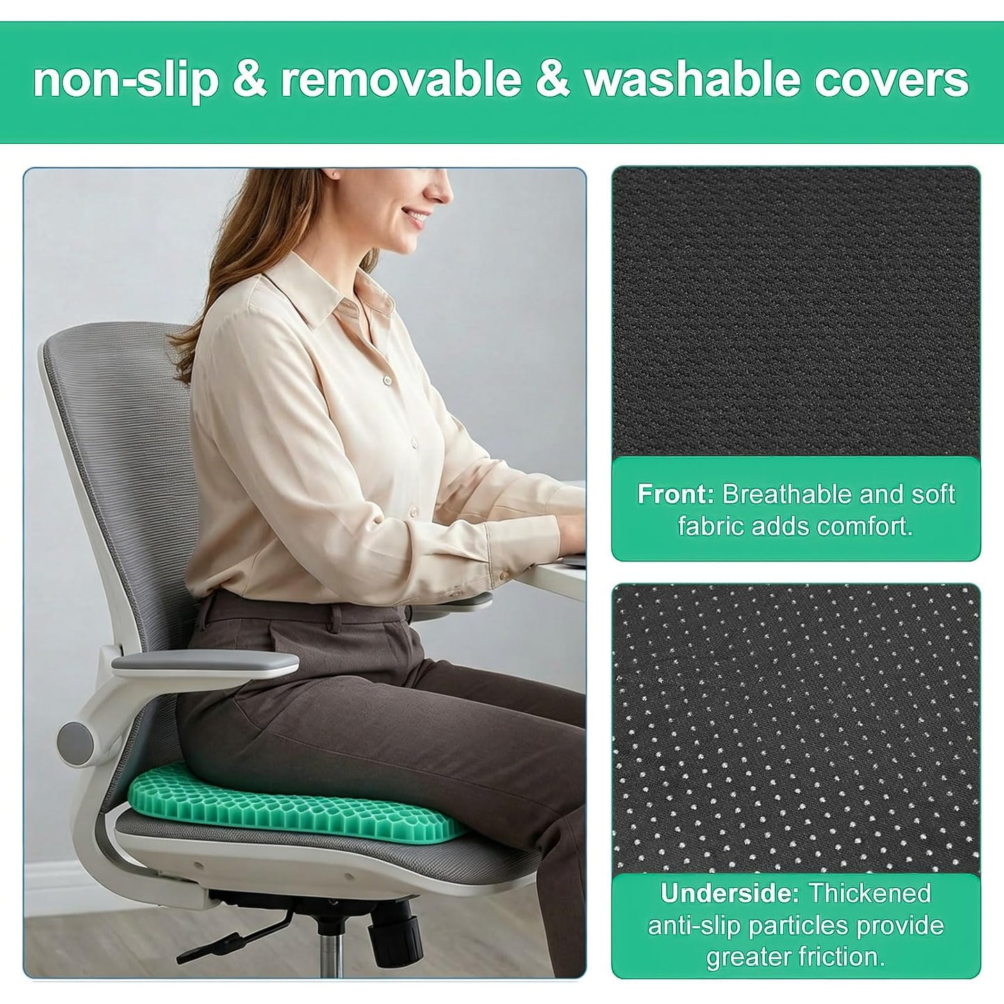 Gel Seat Cushion - Soft Sitter Honeycomb Cushions Double Thick Gel Cushion with Cloth Cover, Cooling & Ergonomic Support Pressure Cushion