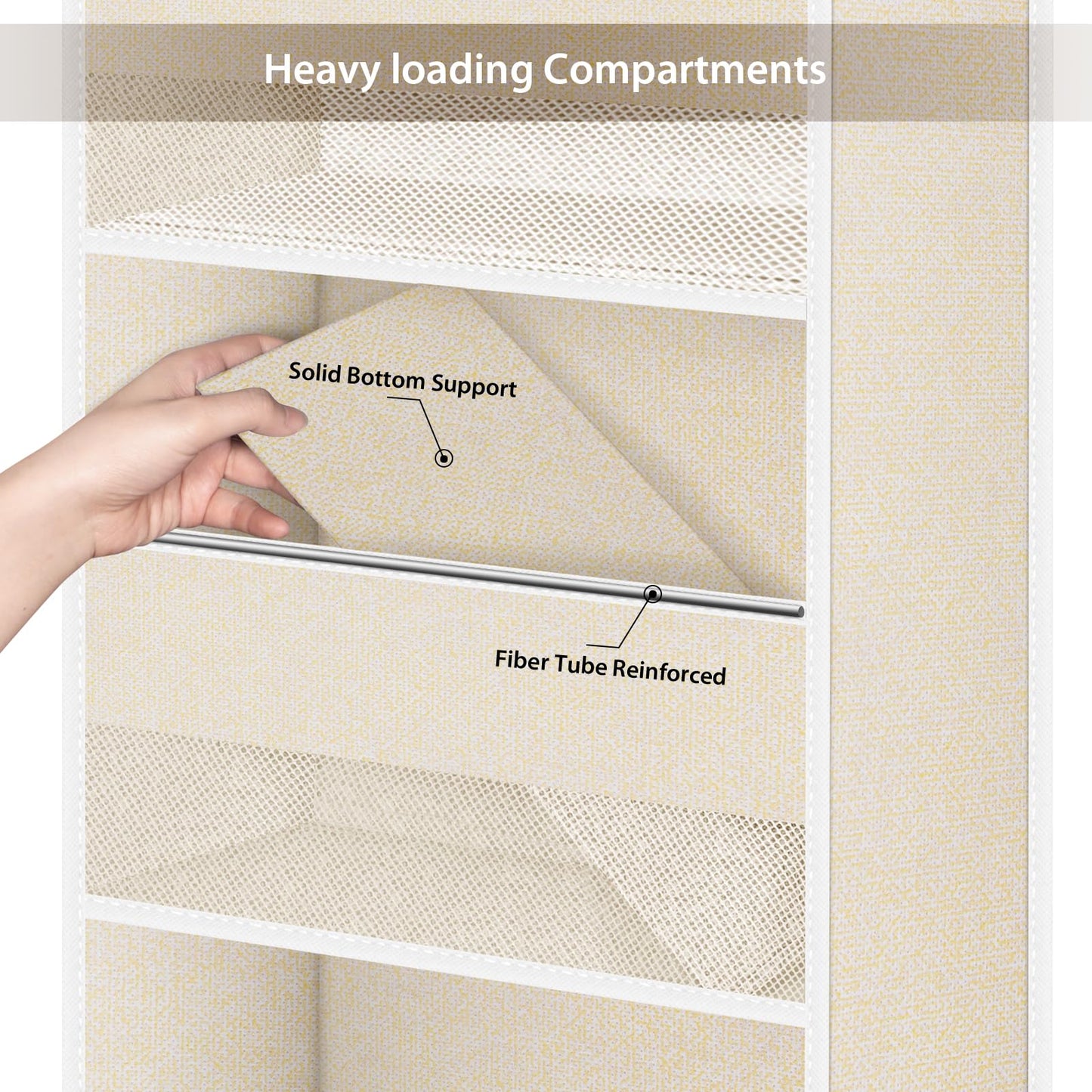 Univivi 6-Shelf Over Door Hanging Organizer Fabric Door Storage with 5 Large Pockets and 3 Small PVC Pockets Wall Mount Hanging Storage Organizers