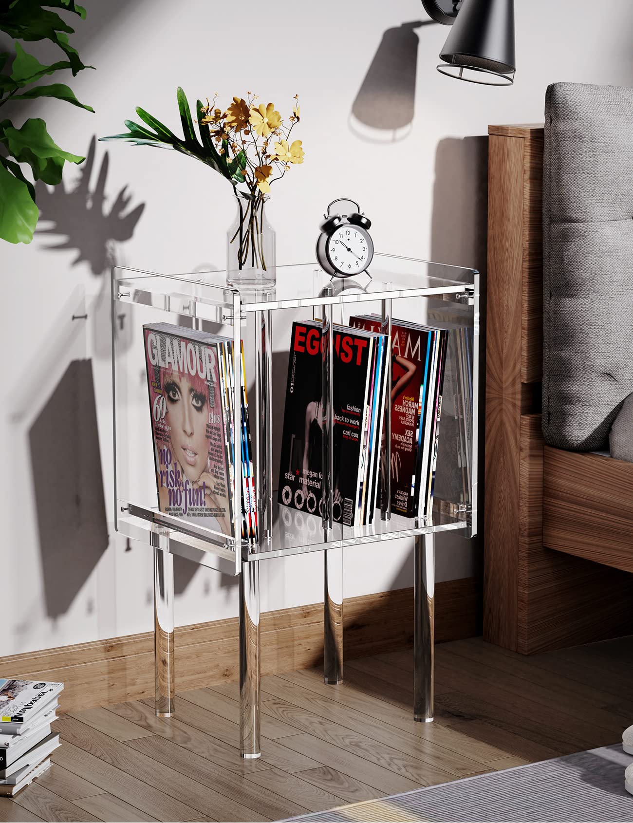 solaround Acrylic Record Player Stand with Vinyl Storage, Clear