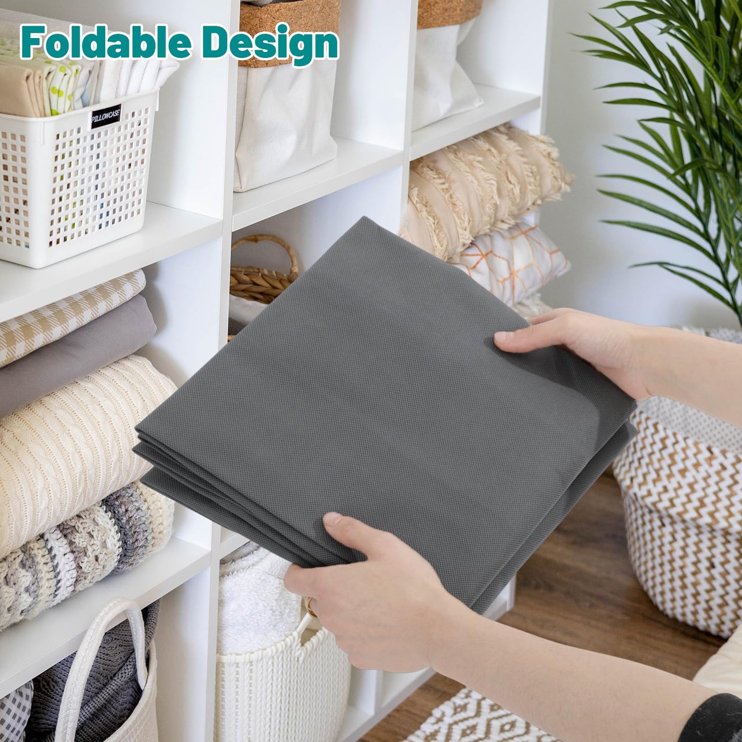 Dntorx 6 Pack 90L Underbed Storage Bags With Lids, Foldable, Grey