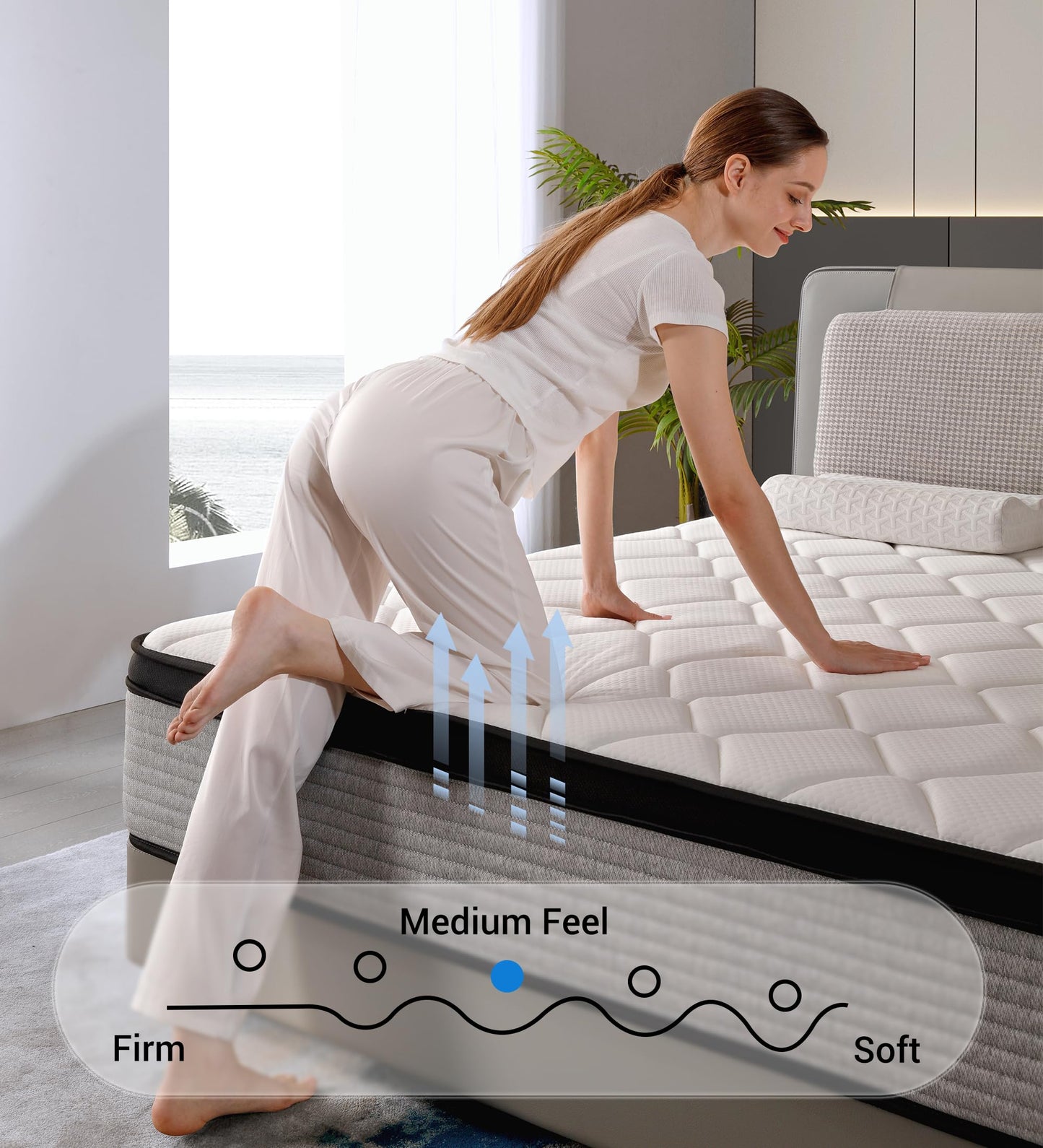 OGIAWA King Size Mattress 5FT, 10 Inch Gel Memory Foam 7 Zone Orthopedic King Mattress Pocket Sprungs Hybrid - Medium Firm