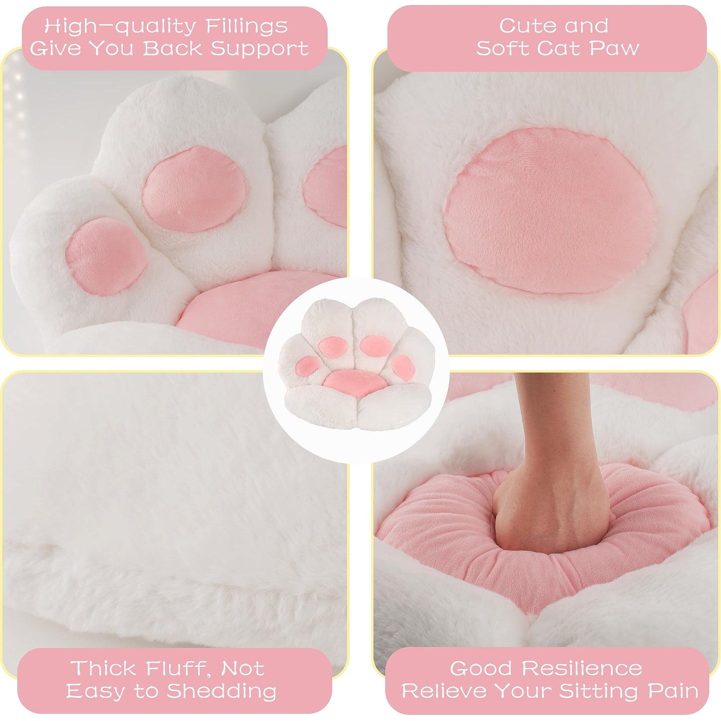 FlyGulls Cat Paw Cushion Kawaii Cat Pillow for Computer Gaming Chair Comfy Cat Paw Seat Cushion for Office Chairs Cute Cat Plush Pillow for Room