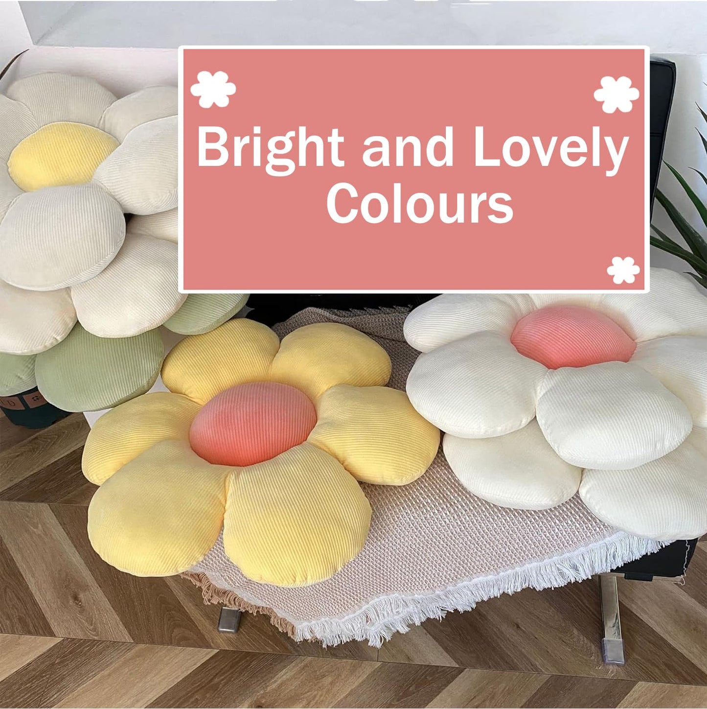 LATRAT 1 x 60 cm Flower Cushion Floor Mat Made of Decorative Cushion Chair Cushion Covers Room Decoration Plush Cushion (Green & White)