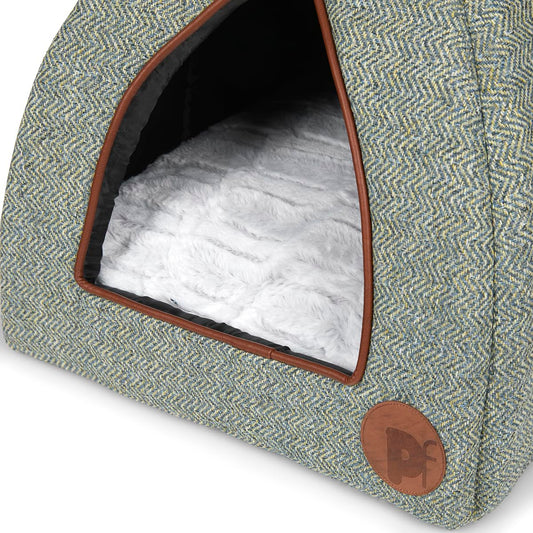 Petface Sage Herringbone Igloo Cat Bed