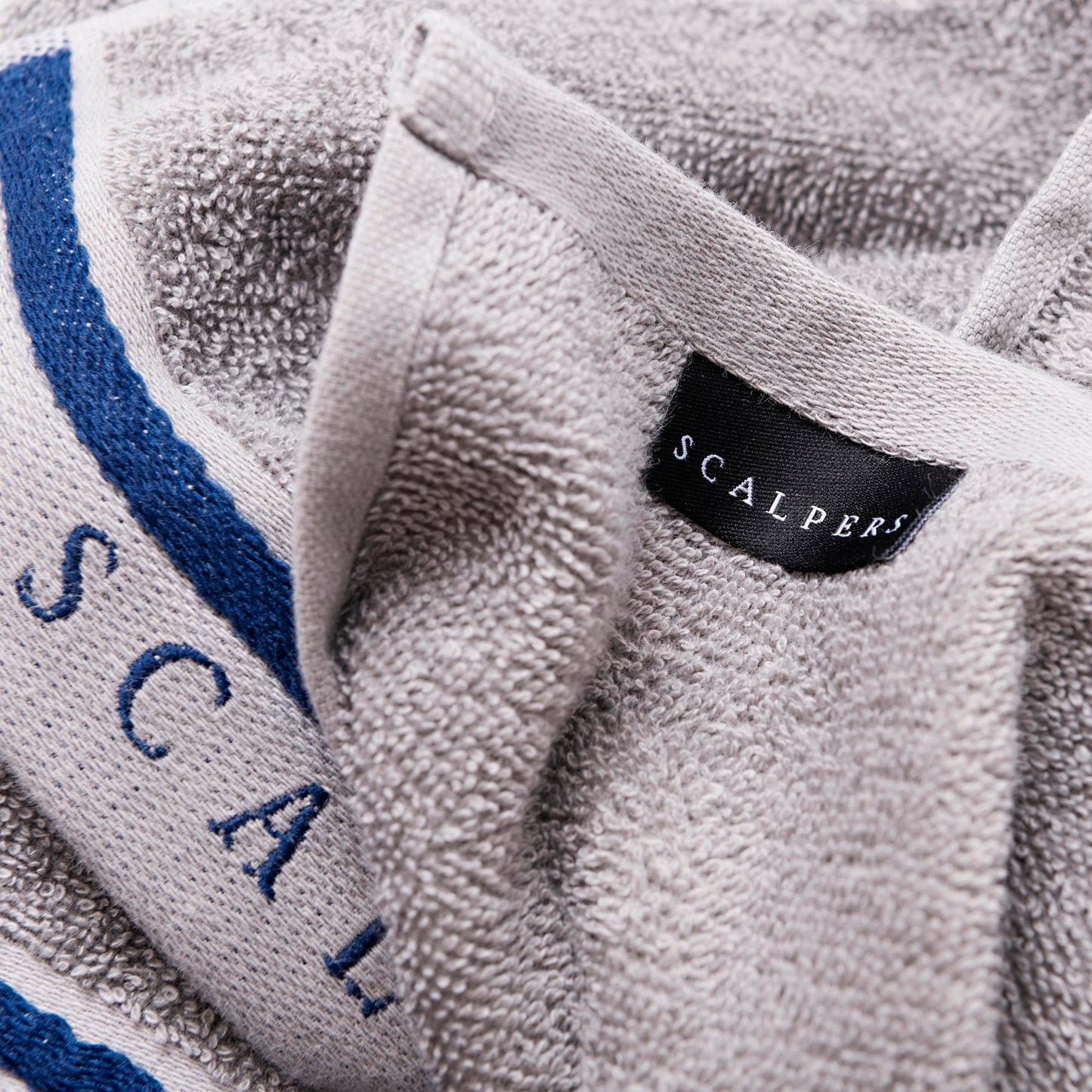 Scalpers Home Bath Towel Set (Vanity 30 x 50 cm + Hands 50 x 90 cm + Bath 70 x 140 cm) 450 GSM Cotton Grey with Blue Home
