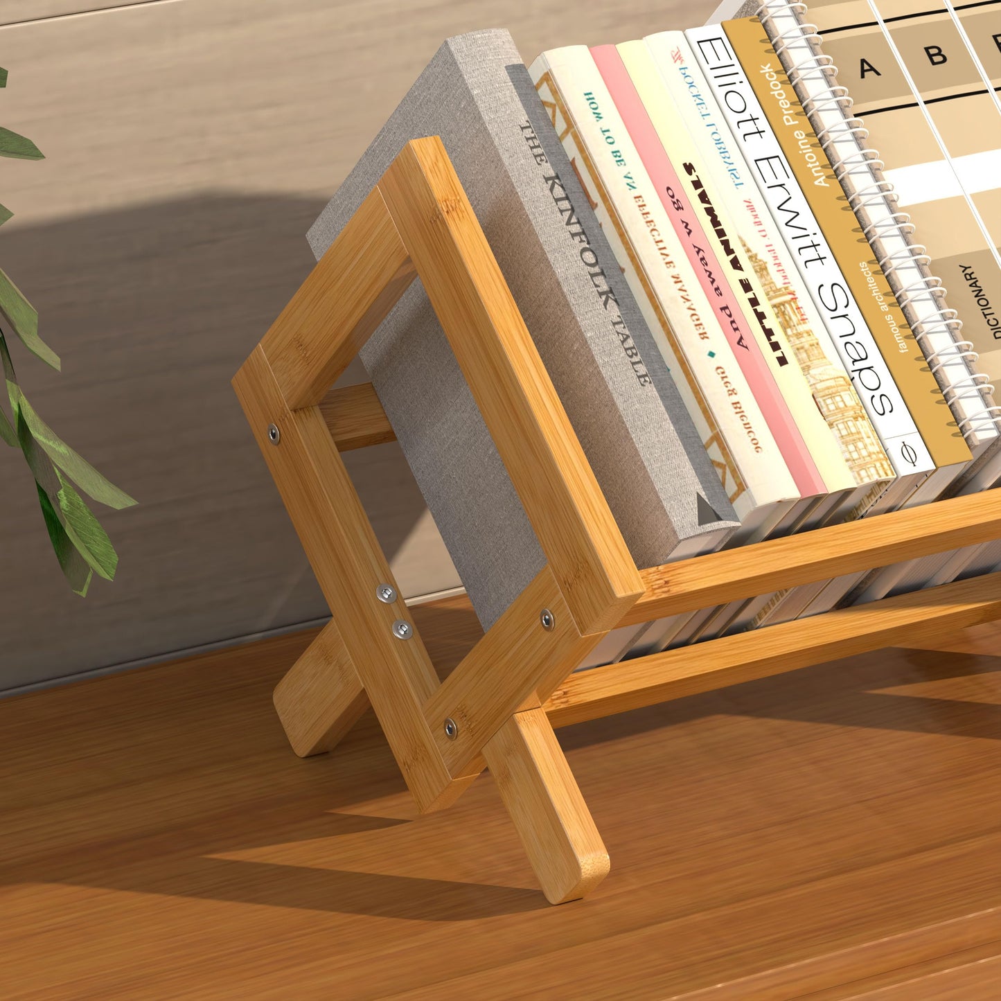 FEXPLENDID Desk Organiser Bamboo, Children's Bookcase, 35 x 24.5 x 21 cm, Desk Attachment, Wooden Desk Organiser, Desk Top Shelf, Mini Shelf
