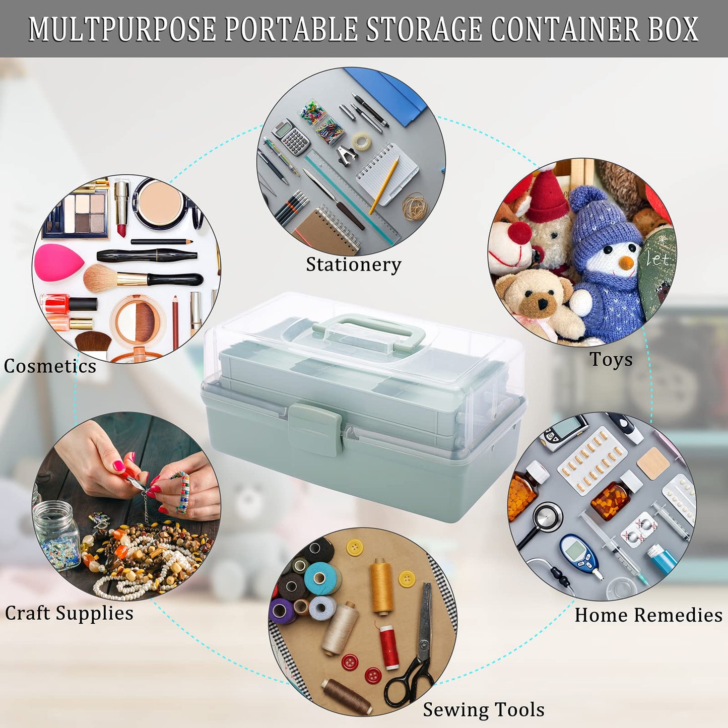 IGNPION 3 Tiers Craft Stackable Storage Box,Plastic Tool Dividers Organiser