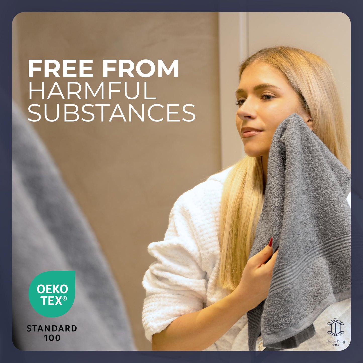 HomeBurg Luxe 6-Piece Towel Set – Soft & Absorbent Cotton, Quick-Drying, Easy Care, 40 x 70 cm, Stone Grey