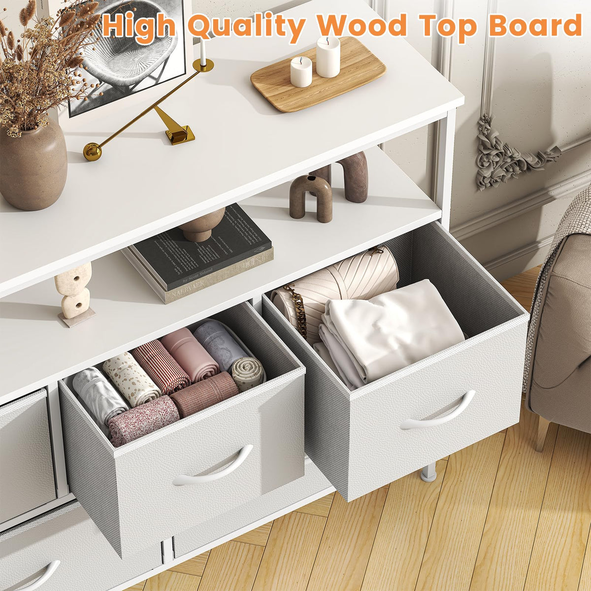 KU Syang 5-Drawer Chest of Drawers with TV Stand | Heavy-Duty Steel Frame & Scratch-Resistant MDF Top