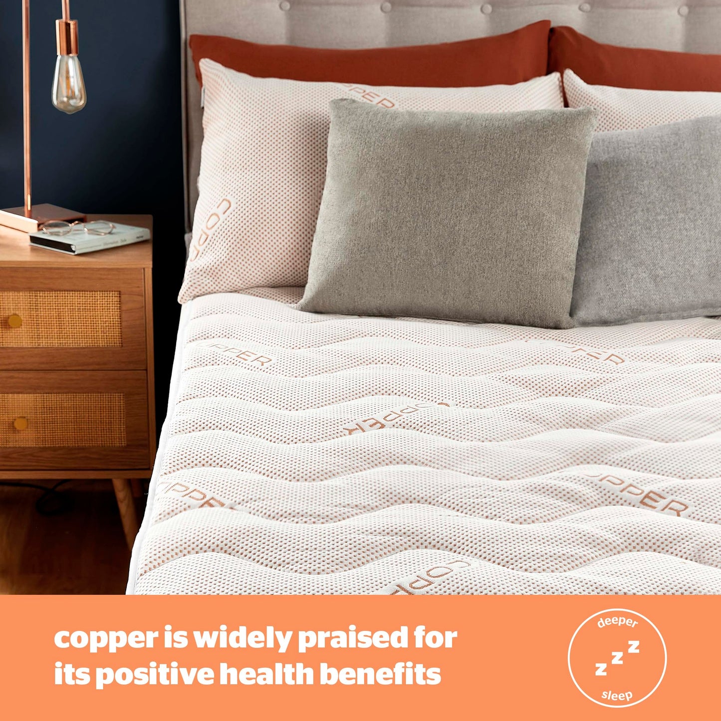 Silentnight Wellbeing Copper Super King Mattress Topper Benefiting from The Natural Anti-Allergy, Cooling and Anti-Bacterial Properties of Copper