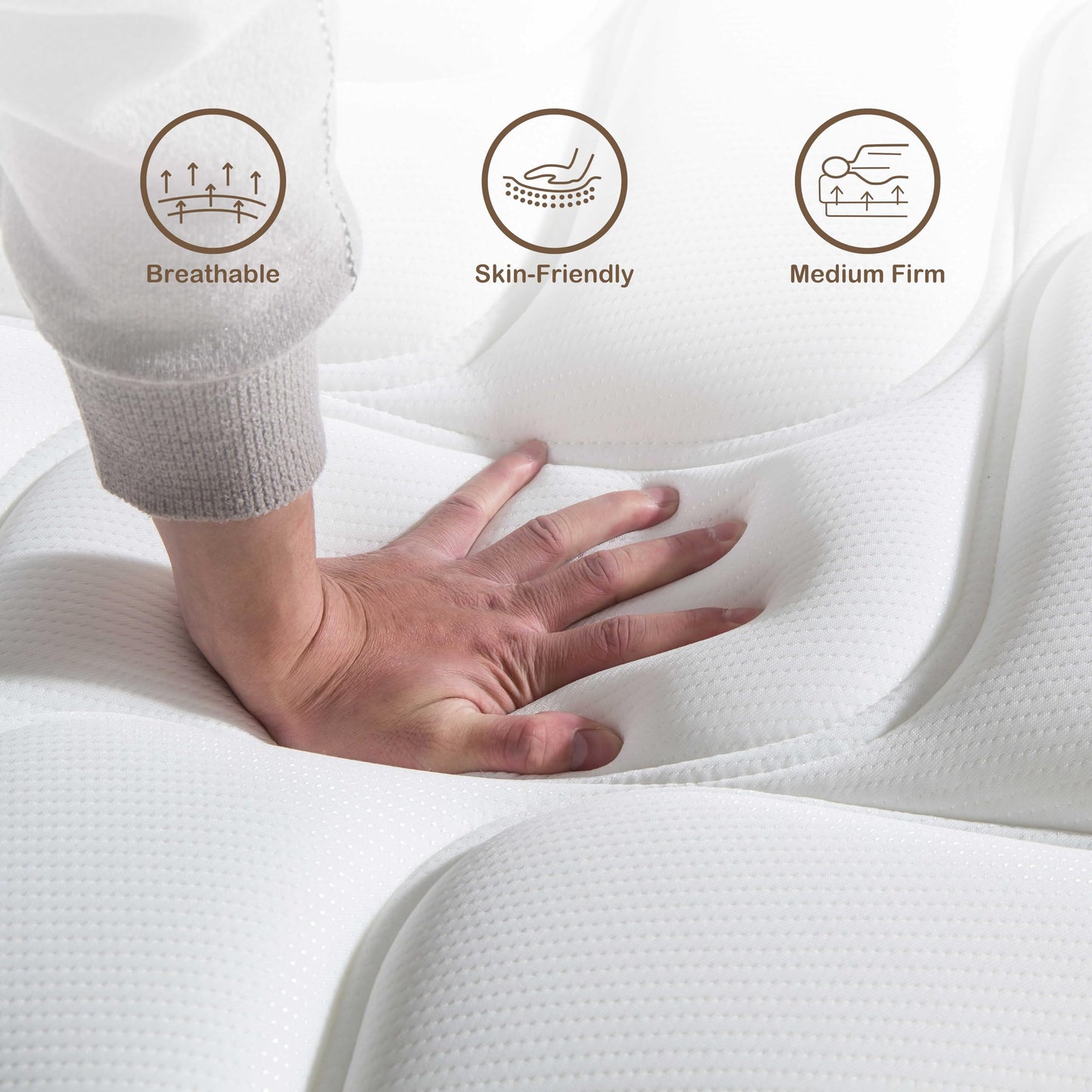 Deegari double Mattress 4FT6,10 INCH Pocket Sprungs Mattress Memory Foam- Medium Firm - Motion Isolation,135x190X25CM
