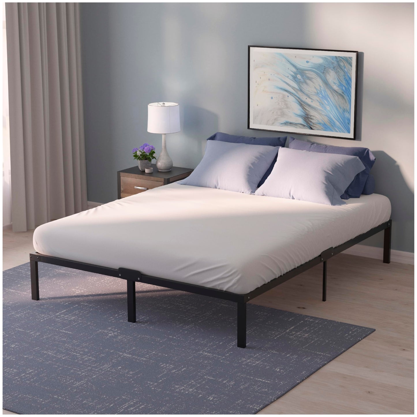 Dreamzie - Metal Bed Frame 140x200 with Storage - Sturdy and 20min Easy Assembly Bed Frames - Large Storage with 41cm Height