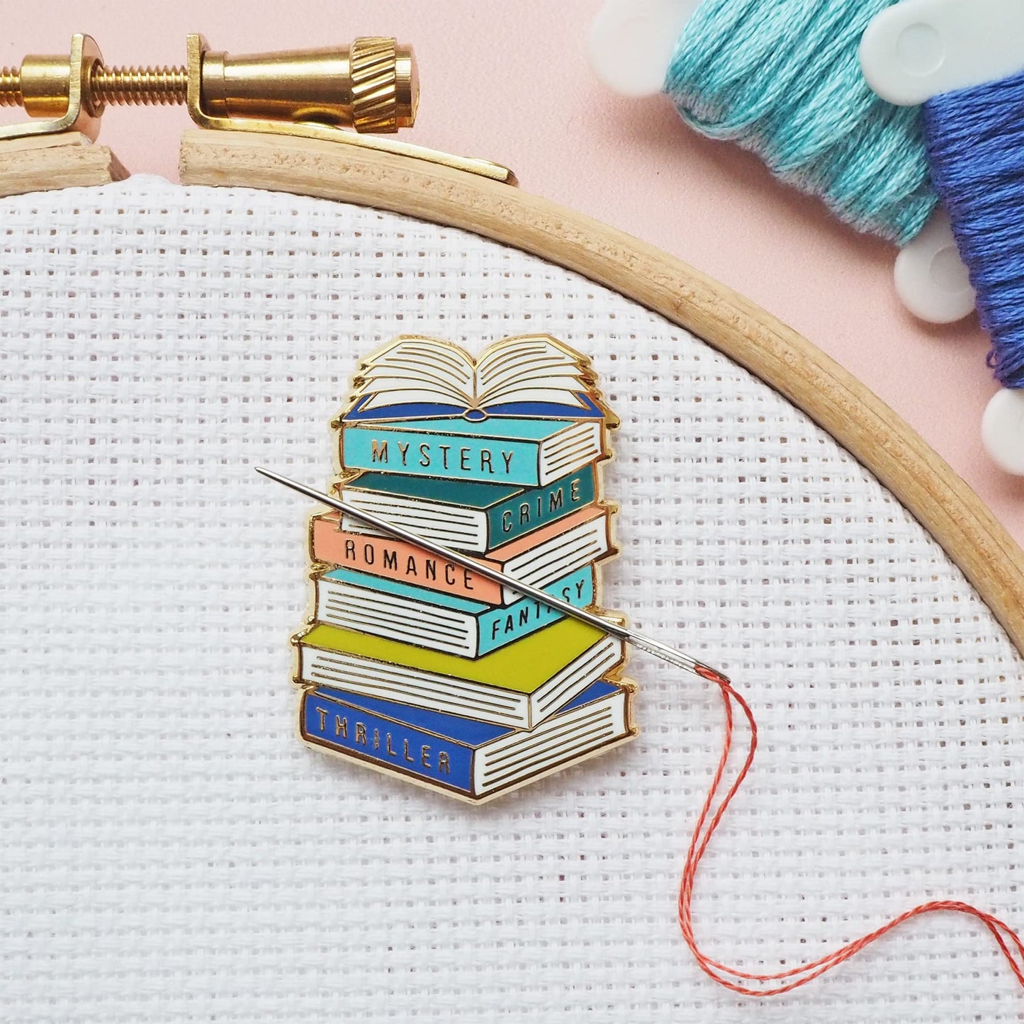 Caterpillar Cross Stitch Needle Minder - Books for Cross Stitch, Sewing, Embroidery and Needlework Accessories, Enamel and Magnetic