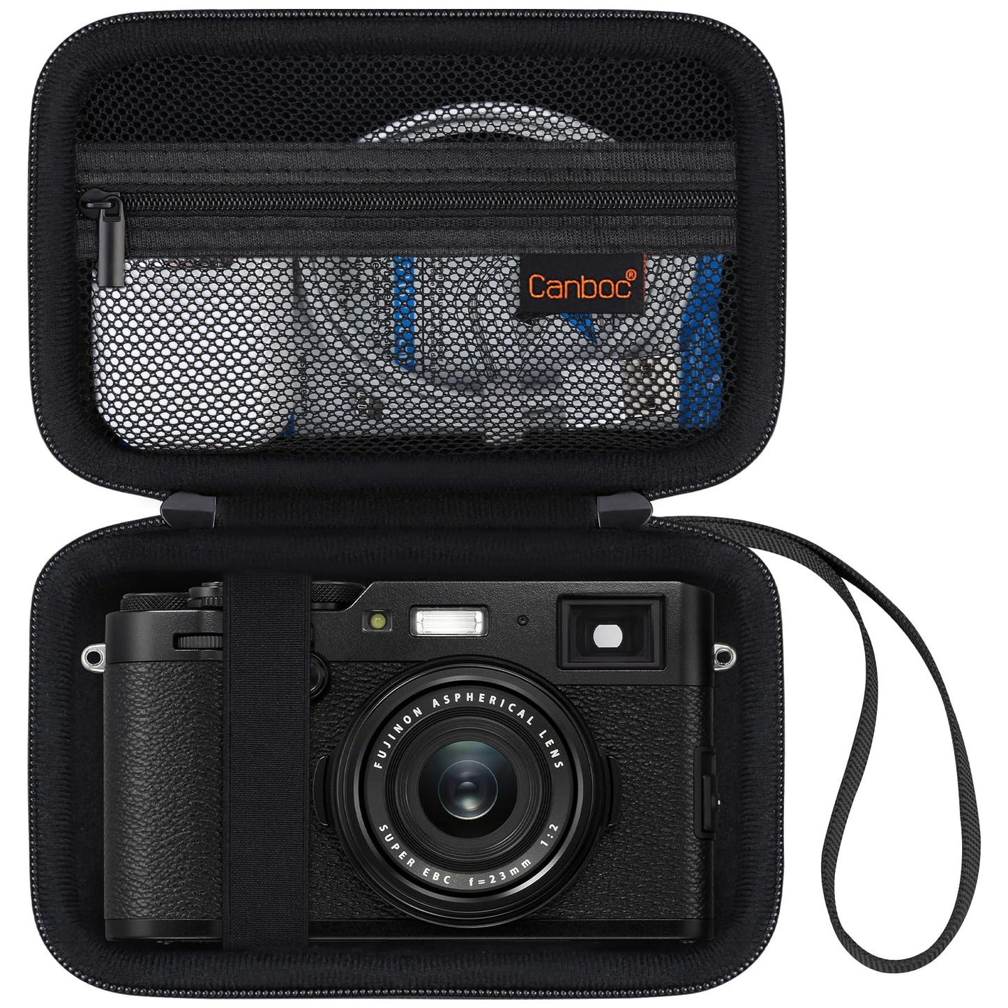 Canboc Carrying Case for Fujifilm X100VI/ X100V/ X100F/ X100S Digital Camera, Zipper Mesh Pocket fit USB Cable, Black (Case Only)