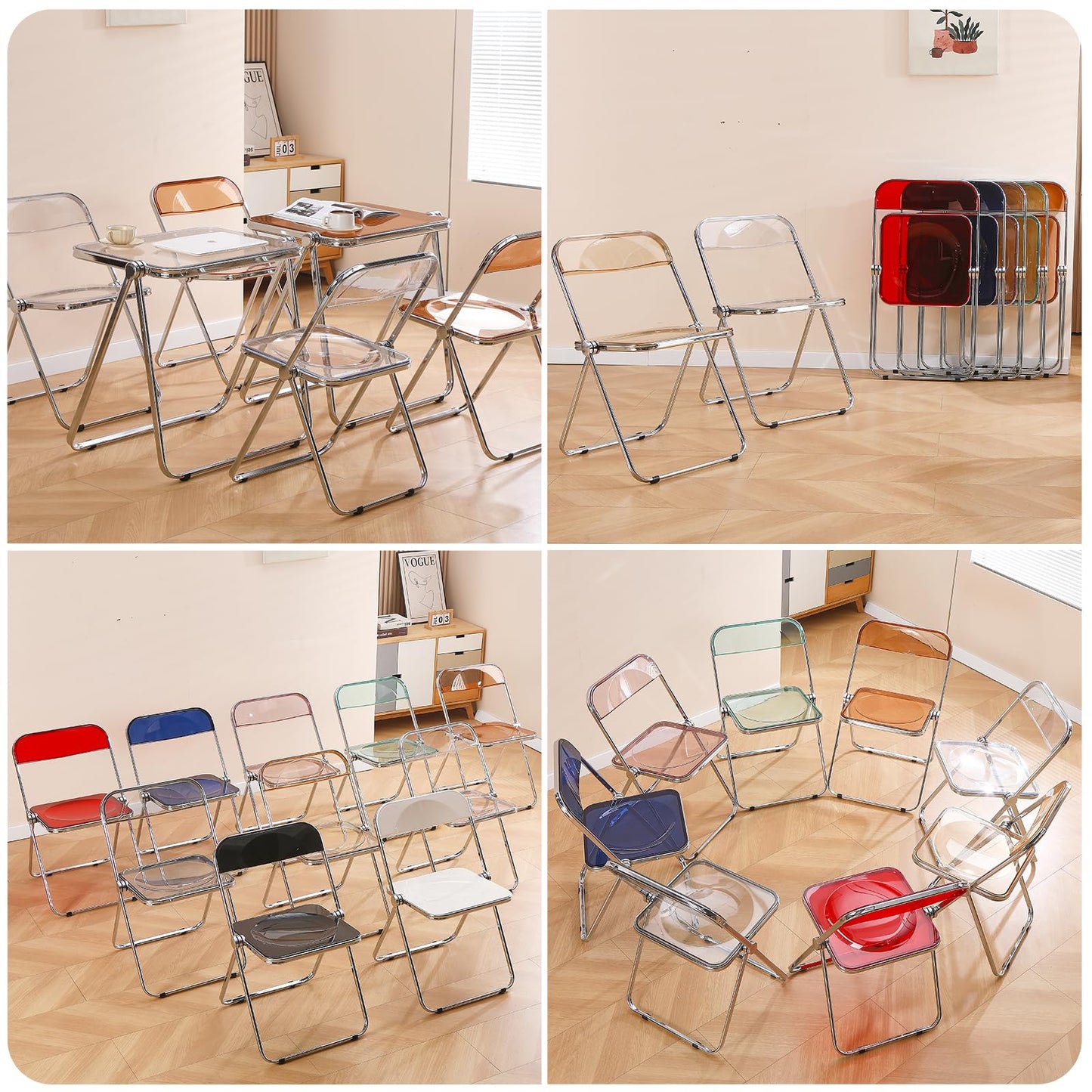 TAO ONE Acrylic Folding Chair Clear Morden Chrome Chair-Blue