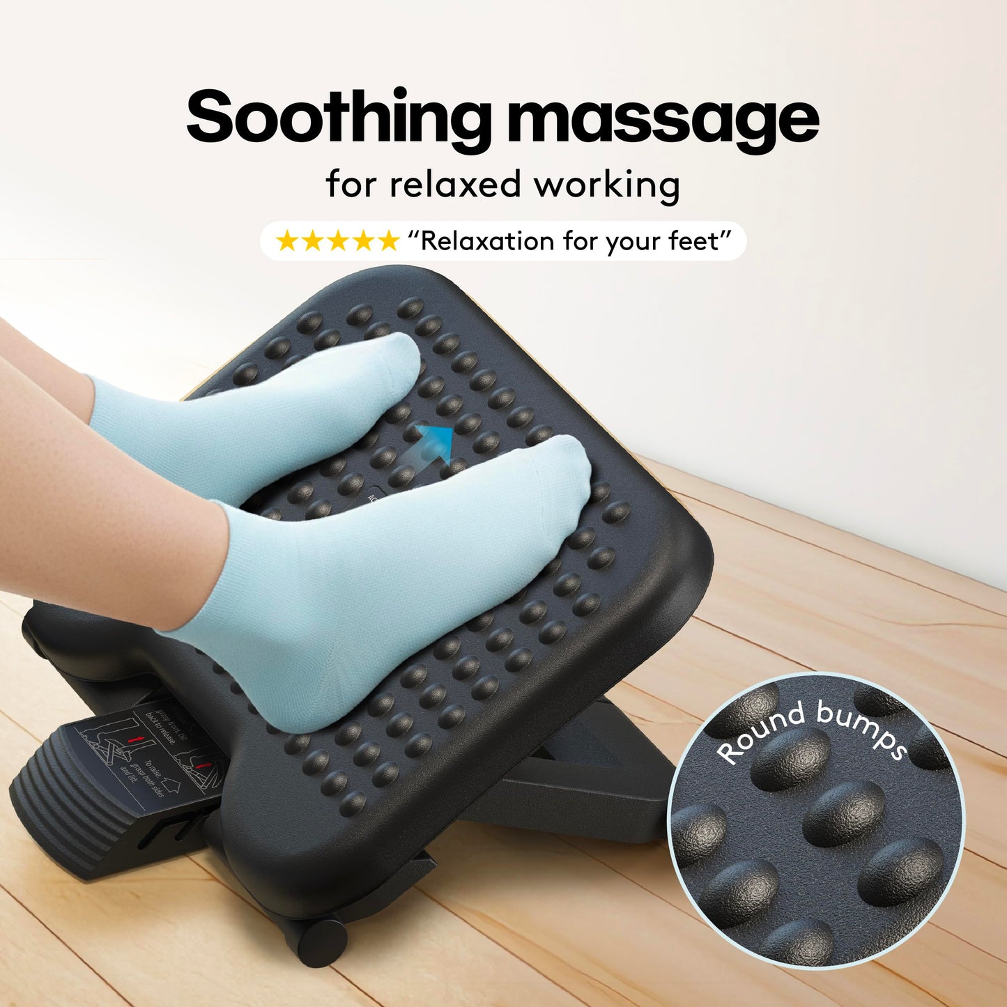 ACROPAQ Foot Rest Under Desk - 3 Adjustable Heights, Massage Surface Texture - Desk Foot Rest, Footrest
