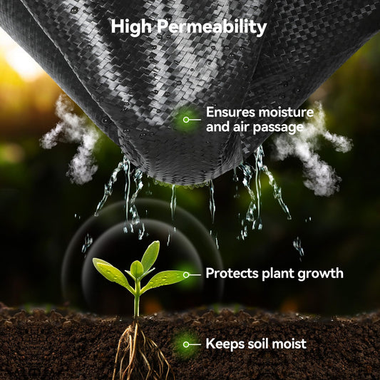 iropro 3m x 25m Heavy Duty Weed Control Membrane Garden Weed Barrier Fabric for Landscaping Driveway Gravel Artificial Grass Lawn Underlay Black Woven
