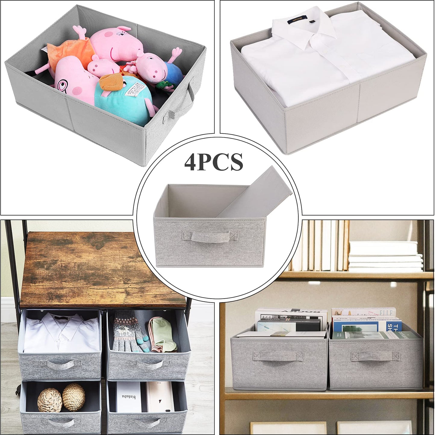 AYVANBER Foldable Storage Boxes Large Closet Organizers and Cube Storage Bins with Handle Clothes Drawer Organizer Bedroom Organization Set for