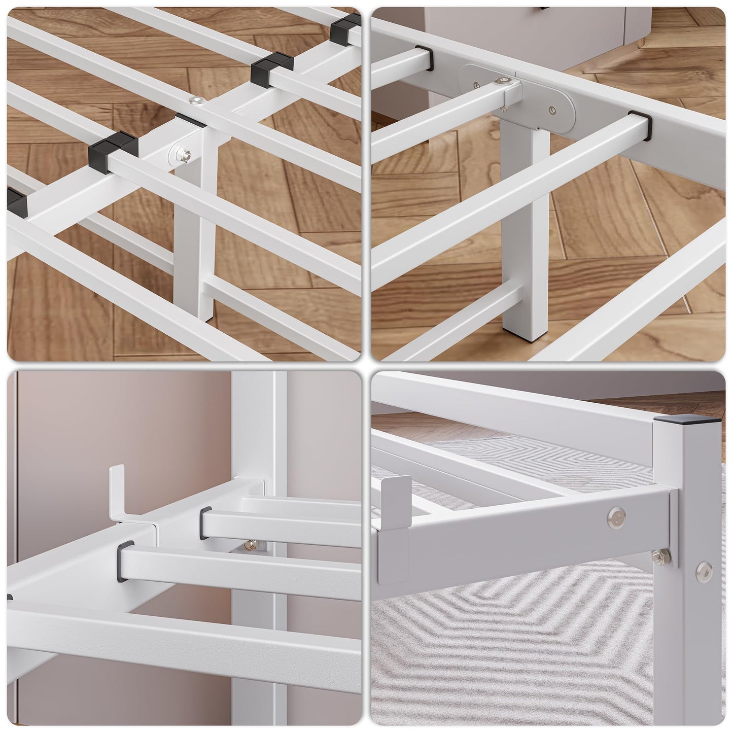 JUISSANO Upholstered Bed 140 x 200 cm Bed Frame Youth Bed Frame Bed 140 x 200 cm with Storage Space and Metal Slatted Frame, Padded Pedestal